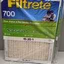 Filtrete 15x20x1 AC Furnace Air Filter, MPR 700, MERV 8, Tough on Pollen, Easy on Airflow, 3-Month Pleated 1-Inch Electrostatic Air Cleaning Filter, 4-Pack (Actual Size 14.81 x 19.81 x 0.81 in)