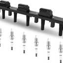 UF296 Ignition Coil & Iridium Spark Plugs Compatible with Jeep 2000-2004 Grand Cherokee L6 4.0L, 2000-2006 Wrangler TJ L6 4.0L, Replaces 56041476AA 56041476AB C1263