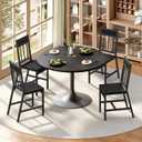 YATINEY Dining Chairs Set of 4, Industrial Kitchen Chairs with Metal Frame, Slanted Back, Wooden Dining Chair Set, for Kitchen, Living Room, Black CY03L4BB, 14.6"d X 14.6"w X 36.2"h