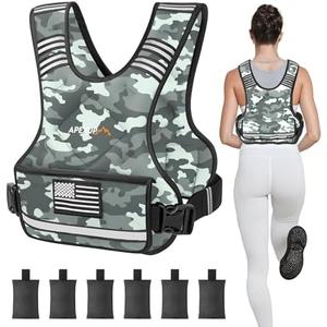 APEXUP Adjustable Weighted Vest, 20-32lb Vest with 6 Ironsand Weights and Large Pocket, Weight Vest for Men Women Strength Training, Running, Walking, Size: 20-32lbs