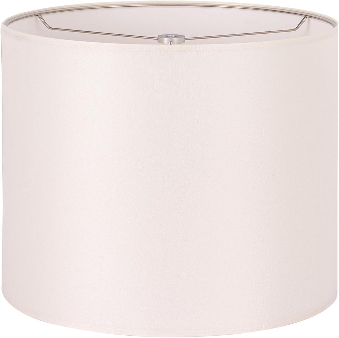 Wellmet Self-assembly Lampshade, CramWhite, 16" Top x16" Bottom x12" High, Drum Lampshade for Table Lamp, Bedside Lamp, Floor Lamp, Fabric Replacement Lamp Shade Classic Modern Style, Spider Fitter