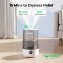 Homvana Humidifiers for Bedroom Home, 3.6 L Cool Mist Top-Fill 34H Super Long Time, Quiet 23dB, Baby Humidifier, Oil Diffuser for Large Room, House, Plant, Nursery, Office, BPA FREE, Ultrasonic (Grey)