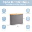LONBET Toilet Paper Storage for 12 Rolls, Stackable & Foldable - The Ultimate Bathroom Organizer - Waterproof Basket with Bamboo Lid - Elegant Toilet Paper Storage Holder, Gray