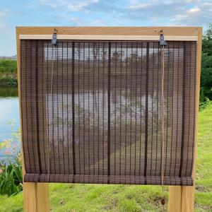 XIUXIU Bamboo Roller Shades Roman Shades for Window Roll Up Blinds for Home Light Filtering Indoor Outdoor Patio G48 W x 63" H