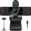 RUWBY QHD 2K Webcam with Built-in Dual Mics, Wide-Angle Lens, Privacy Cover, Tripod Stand, Autofocus PC Camera, Plug and Play for Desktop Computer or Laptop