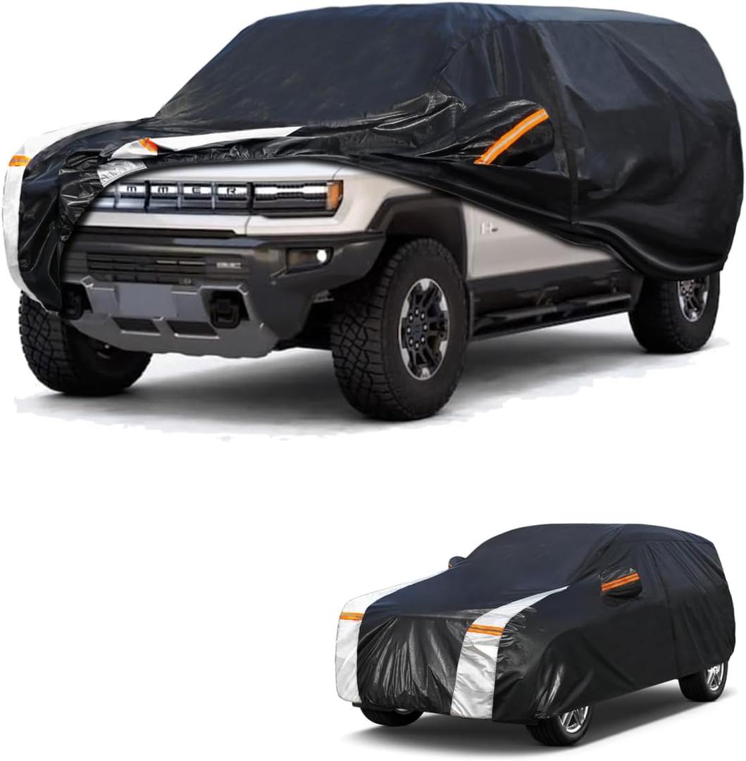 Large SUV Car Cover for GMC Hummer EV 2023-2025 100% Waterproof All Weather, Heavy Duty Outdoor Full Exterior Covers Rain Sun Wind UV Protection.