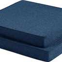Outdoor Chair Cushions, Water-Resistant & Fade-Resistant, Patio Furniture Seat Replacement Chair Pads with Ties Zipper, Removable Cover, Non-Slip Bottom, Set of 2, 18.5 x 16 Inch, Navy Blue, 18.5" x 16" 2 Pack