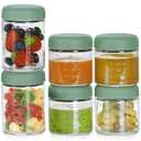 haakaa Baby Food Containers Glass,100% Leak-Proof Baby Jars with Silicone Lid, Premium Borosilicate Glass,Fridge Freezer & Microwave Safe,4 PCS 4 OZ & 2 PCS 7oz,Pea Green (4 Ounce+7 Ounce)