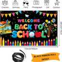 Welcome Back to School Banner, Black Color Back School Backdrop for First Day of School Decorations, Welcome Kids Students Back to School Party Decorations for School Classroom 70.8 x 43.3 Inch