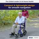 Drive Medical Lightweight Expedition Folding Transport Wheelchair with Hand Brakes - Portable Support - Large Rear Wheels - Compact Folding - Comfortable Design - Blue