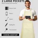 Syntus Adjustable Bib Apron Waterdrop Resistant with 2 Pockets Cooking Kitchen Aprons for Women Men Chef, Cream