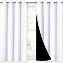 NICETOWN White 100% Blackout Curtains 45 inches Long, 2 Thick Layers Completely Blackout Window Treatment Thermal Insulated Lined Drapes for Small Window (1 Pair, 52 inches Width Each Panel)