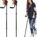 Dyna-Living Forearm Crutches for Adults - 3 Adjustable Angles Folding Forearm Crutches, Lightweight Aluminum Crutches with Adjustable Elbow Elastic Band, Perfect for Post-Surgery & Long Term Use