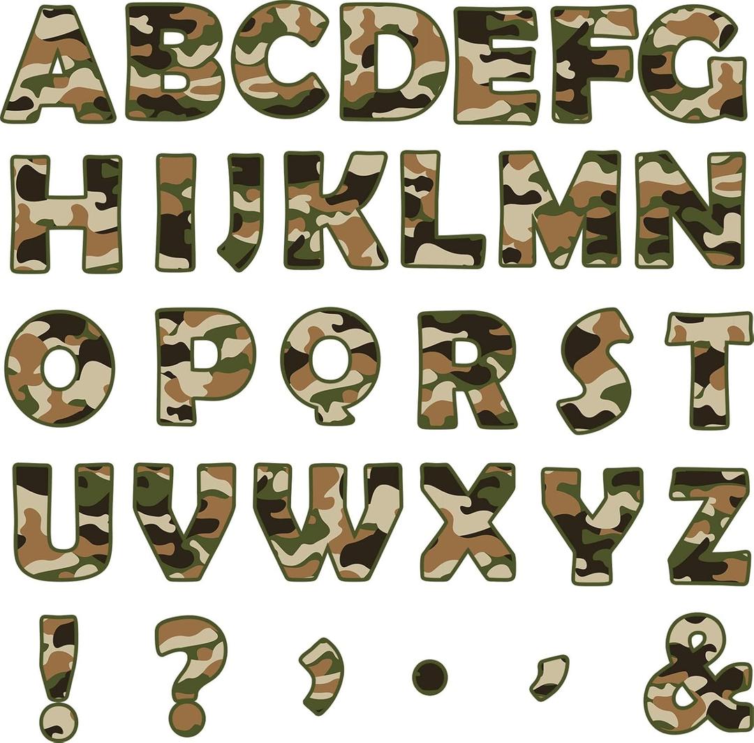 150PCS Large 6" Bulletin Board Letters Set, Camouflage Themed Classroom Alphabet Cutout Letter for Bulletin Board Display Home School, A Great Helper to Inspire Students' Learning Interest