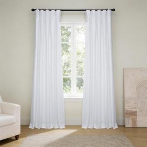 HPD Half Price Drapes Cotton True Blackout Curtains 120 inches Long Solid Thermal Insulated Window Treatment Curtain 50 X 120 (1 Panel), PRCT-BO09B-120, Whisper White