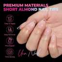 UNA GELLA Short Almond Nail Tips, 510Pcs 15 Sizes Pre-Etched Soft Gel Nail Tips Almond Shape, Half Matte Full Cover Clear Pre-shaped Fake Acrylic Nails Extensions for DIY & Salon Manicure Soak Off