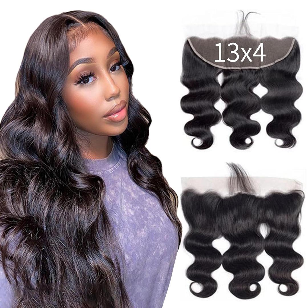 13x4 HD Lace Frontal Only,12A Unprocessed Virgin Body Wave Human Hair Frontal 0.10mm Ultra Thin Invisible Lace Natural Black (12 Inch, Body Wave)