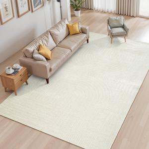 Collive Modern 8X10 Tufted Rug For Living Room, Boho White Abstract Rainbow Area Rug Washable Non Slip, Soft High-Low Pile Art Indoor Carpet For Bedroom Dining Room Backyard Collive Modern 8X10 Tufted Rug For Living Room, Boho White Abstract Rainbow Area Rug Washable Non Slip, Soft High-Low Pile Art Indoor Carpet For Bedroom Dining Room Backyard