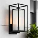 Edvivi Outdoor Wall Lights Exterior, Matte Black Wall Sconce Lantern Lamp Light with Seedy Glass Shade, 18 in. H 1-Light Waterproof Outside Porch Lighting Fixture for Patio Garden Garage Entryway