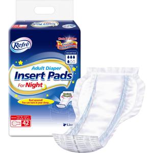 Refr Adult Diaper Insert Pads for Night - Unisex Booster Liners for Tabbed Briefs with Odor Control & Leak Protection - 600cc Absorbent Incontinence Pads, 11"x19.3" (42 Count)