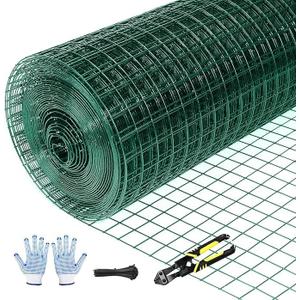 Tongmo 48" x 50' Green Chicken Wire Fencing, 19 Gauge Green Wire Fence, 1"x1" Mesh Size Metal Welded Wire Garden Fence Roll, Poultry Netting for Rabbit/Duck/Chicken
