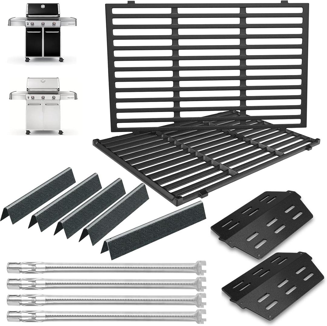 Grill Parts Kit for Weber Genesis 300 310 330 Genesis E330 E310 S310 S330 EP330 S320 E320 Parts for Weber 7621 Flavorizer Bars 17.5", Genesis 7524 Grates 7622 Heat Deflector, 4Pcs 62752 Burner Tube
