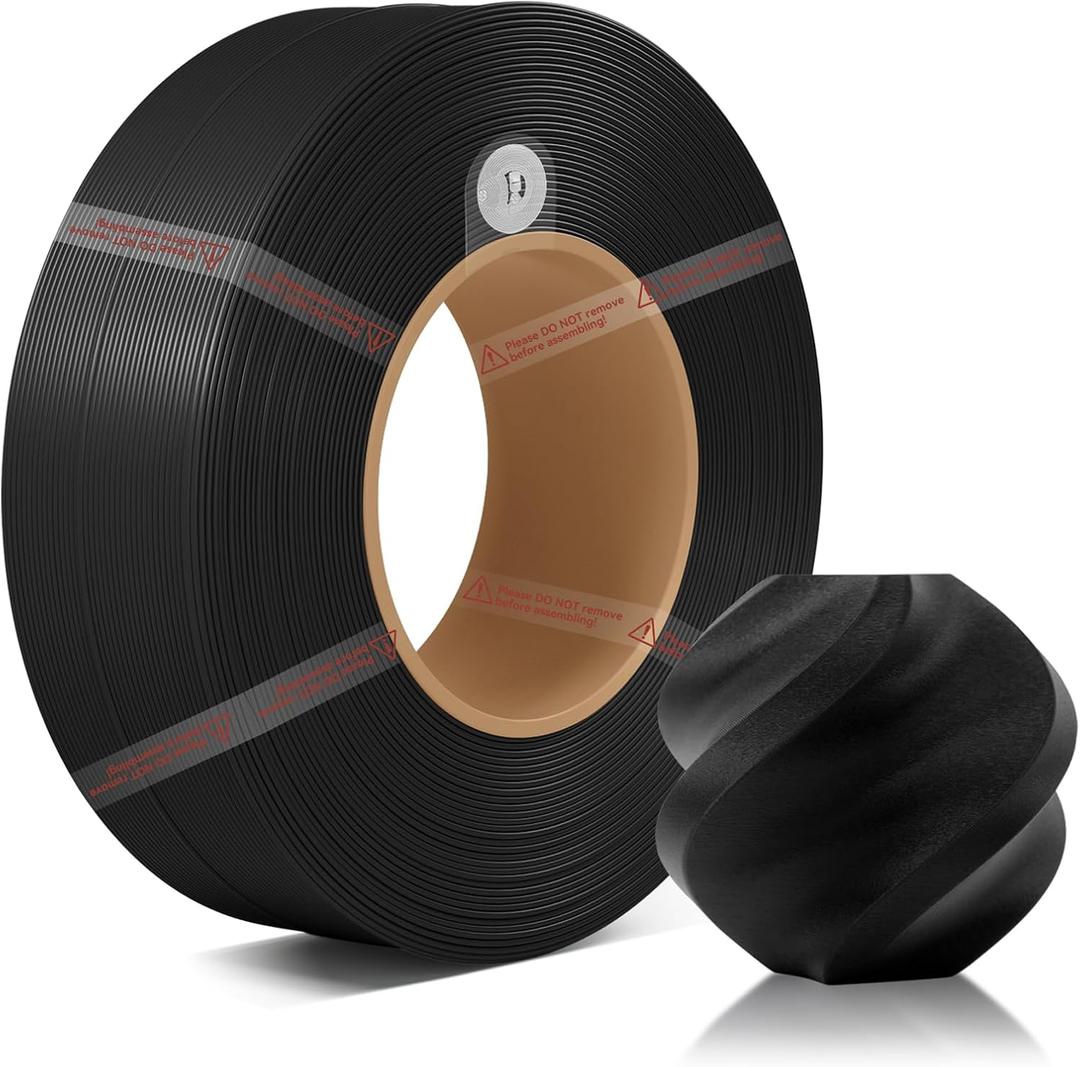 Bamboo1.75MM PLA Matte Refill Filament High Toughness High Speed &Easy Printing Eco Friendly with RFID for Bambu Lab A1,X1,P1 AMS 1KG +/- 0.03mm (Without Spool) (Black 11101)