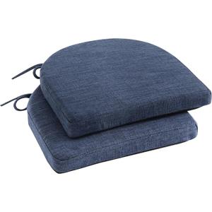 IPYNBAP Chair Cushions for Dining Chairs, Kitchen Chair Cushions, 16'' x 16'' x 2'', Non Slip Indoor Seat Cushions, Chair Pads for Dining Chairs with Ties & Removable Cover, Set of 2, Navy