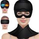 3 in 1 Migraine Relief Cap Neck Ice Pack Wrap Gel and Ice Eye Masks, Detachable Ice Caps with Eyes Masks, Hot and Cold Therapy for Relief of Headaches, Stiff Neck and Eye Fatigue (Black)