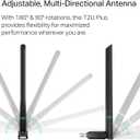 TP-Link AC600 USB WiFi Adapter for PC (Archer T2U Plus)- Wireless Network Adapter for Desktop with 2.4GHz, 5GHz High Gain Dual Band 5dBi Antenna, Supports Win11/10/8.1/8/7/XP, Mac OS 10.9-10.14, Black