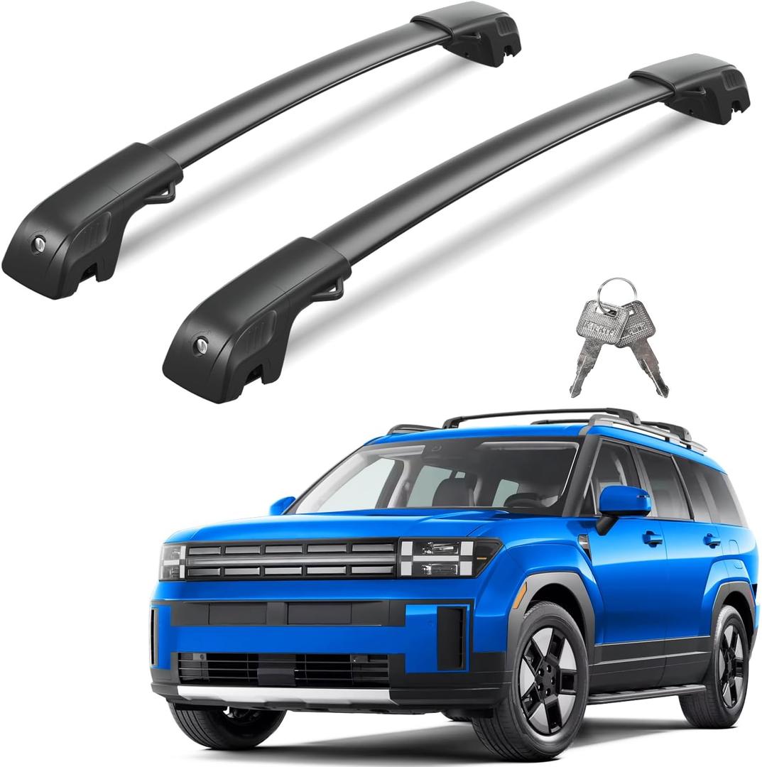 220lbs Lockable Roof Rack Cross Bars Compatible with 2024 2025 2026 Hyundai Santa Fe & Santa Fe Hybrid (Not for SE), Heavy Duty Aluminum Roof Rails Crossbars Canoe Black Rooftop Cargo