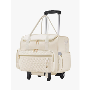 KSIBNW Rolling Laptop Bag for Women, Wheeled Teacher Tote Bag with Accordion Folder Waterproof Briefcases with 17 Inch Laptop Compartment and Detachable Dolly for Office, Work, Craft, White
Color: White