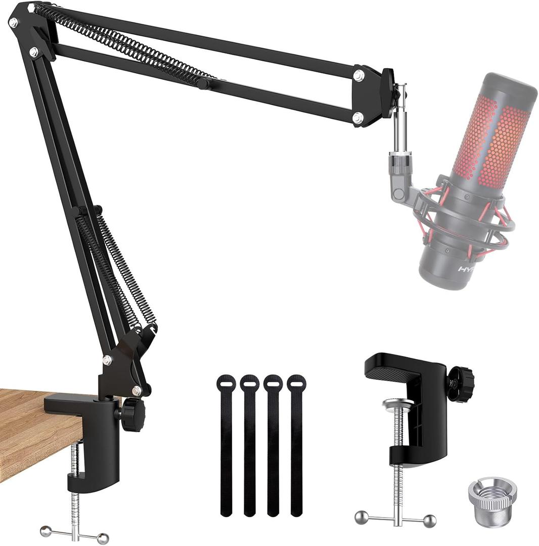 QuadCast Boom Arm, Mic Arm Microphone Arm for HyperX QuadCast SoloCast Blue Yeti Fifine AM8 and Most Mic, Mic Stand Desk with 3/8" to 5/8" Adapter by SUNMON