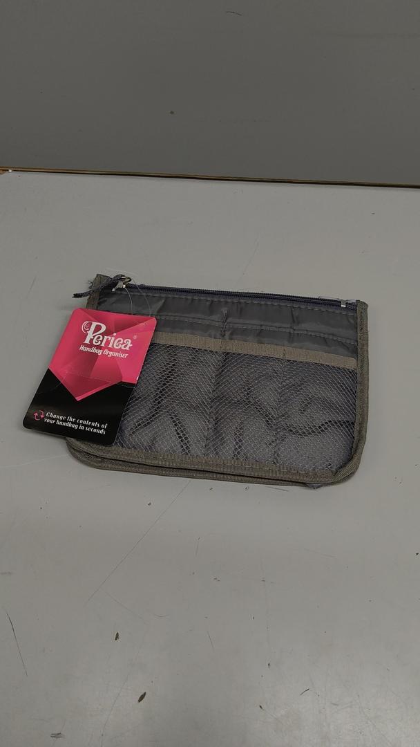 Periea Chelsy Purse Organizer Insert with Handles & 13 Pockets - 3 Sizes (Grey, Small)