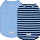KYEESE 2Pack Dog Shirt, Soft Striped Dogs T Shirts, Lightweight Pet Tank Top, Sleeveless Dog Shirt for Small Dogs, Stretchy Comfortable Pet Vest, Dark Blue, Large