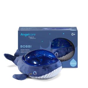 Angelcare Bobbi The Whale Ceiling Night Light Projector for Babies and Kids, Sleep Soother with Adjustable Volume Lullabies, White Noises, 3 Night Light Intensities
