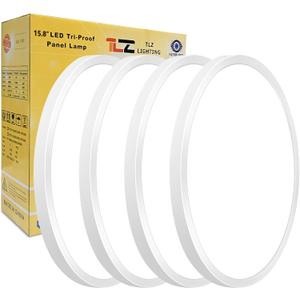 4PK 15.8 Inch LED Flush Mount Ceiling Light, 32W, 3480LM, 3000K/4000K/6000K CCT Selectable, White Ultra-Slim LED Ceiling Light Fixtures, Low Profile Round Flat Panel Light for Bedroom,Kitchen,Hallway