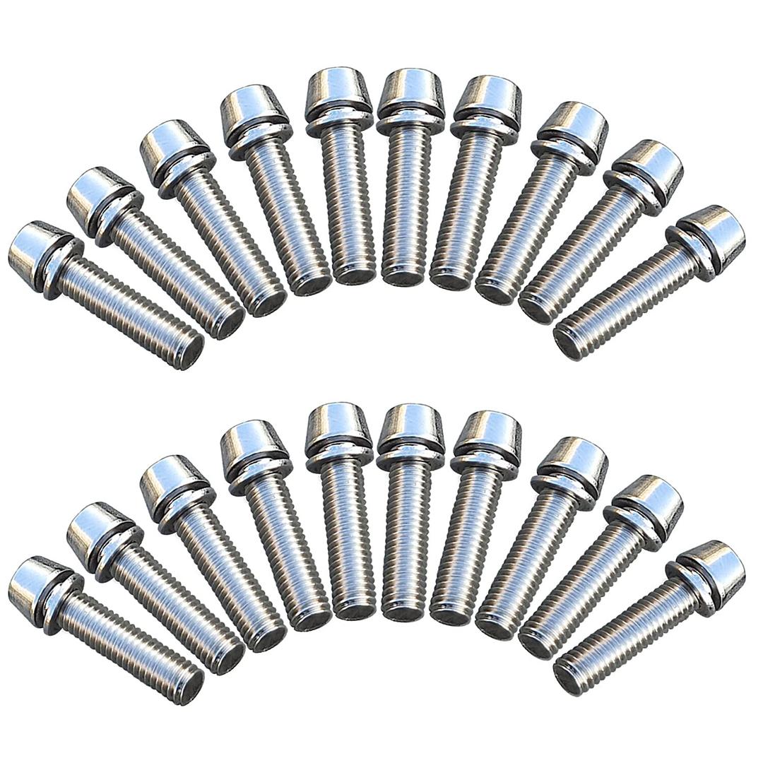 ONIPAX M5x20mm Bike Allen Hex Tapered Stainless Bolts Screws with Washer for MTB STEM