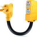 Kanayu 1.8 FT 30 to 20 Amp 110V Dryer Distribution Adapter Compatible with NEMA 10-30P to NEMA 4X 5-20R/ 5-15R, 3 Prong Dryer Wall Socket to Four Household Outlet with 20 Amp Circuit Breaker