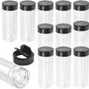 12 Pack Plastic Spice Containers, 8oz Plastic Spice Jars with Black Cap, Plastic Spice Bottles With Shaker Lids, Empty Seasoning Bottles Plastic Seasoning Containers for Spice, Herbs and Powders