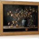 Vintage Gold Framed Flowers Wall Art, Moody Autumn Leaves in Vase Oil Painting Prints, Dark Floral Picture Wall Decor, Vintage Botanical Still Life Poster Artwork for Living Room Bathroom Bedroom, 16"L x 12"W