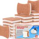 Natural Dish Sponge 24 Pack, Non-Scratch Scrub Sponge, Eco Multipurpose Kitchen Sisal Fiber Cellulose Sponge, Odor-Less Dual-Sided for Dish Washing & Household Cleaning
