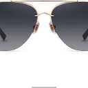 HEPTICS Oversized Aviator Sunglasses, Polarized UV Protection, Metal Half-Frame, Rose Gold Frame with Gray Gradient Lens,Retro Sunglasses for Men Women