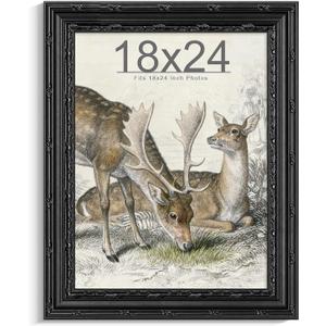 18x24 Black Antique Baroque Poster Frame, Tempered Glass, 1 Pack
