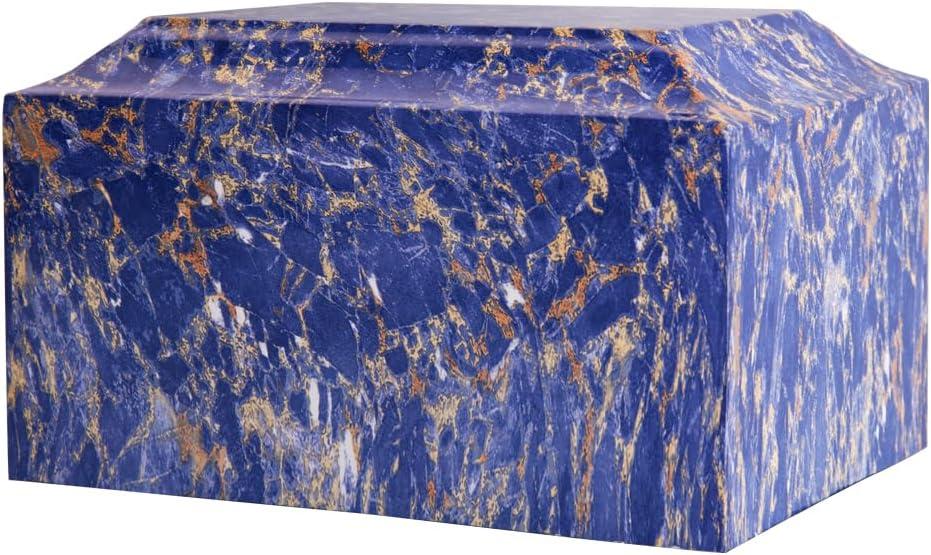 MAKEY'S Blue Pattern Classic Cultured Marble Cremation Urn for Human Ashes Adult Male/Female, Professional Decorative Cremation Urn for Ashes
