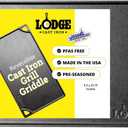 Lodge Double Play Reversible Cast Iron Grill/Griddle - Dual-Sided with Double Burner Configuration for Eggs, Pancakes, Burgers & More - Seasoned, Non-Toxic Cookware - Heavy-Duty Grill Pan - Black
