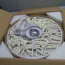 20-inch White Boho Chandelier Large Wood Beaded Flush Mount Ceiling Light with Hand-Woven Shade for Bedroom, Bedroom, Living Room, Nursery Room 5-Lights