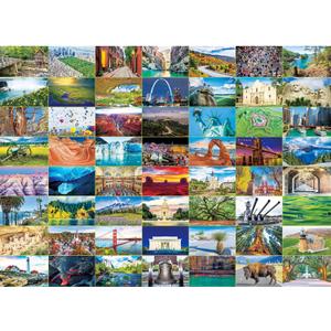 BenBen 1000 Piece Puzzle for Adults, Iconic America, 56 USA Landmarks, Travel Landscape Puzzle Including National Parks, Jigsaw Puzzles with Letters or Patterns on Back
