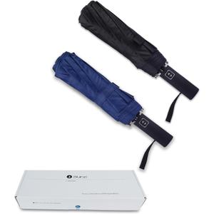 Double 10-Rib 46 Inch Compact Travel Umbrella for Rain - Sturdy Portable Windproof Umbrella - Small Automatic Folding Umbrella (Pack of 2, Black, Blue)