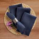 Solino Home Navy Linen Napkins Set of 4-100% Pure Linen Dinner Napkins 20 x 20 Inch for 4th of July, Summer - Fete